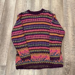 Vintage United Colors of Benetton Sweater Floral Striped Made in Italy 90s