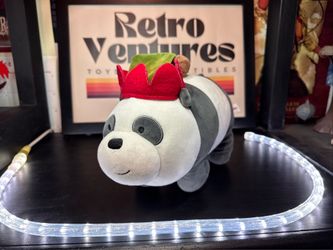 Miniso We Bare Bears PAN PAN Panda Plush Christmas Elf Hat Cartoon VG+