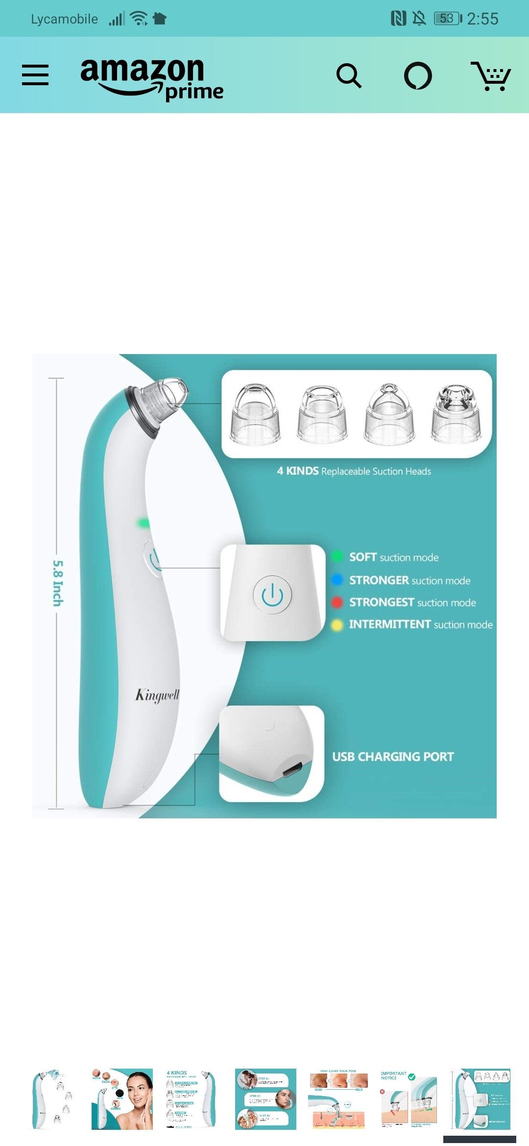 Facial Blackhead Remover Vacuum - Kingwell Pore Cleaner Rechargeable Blackhead Removal Tool