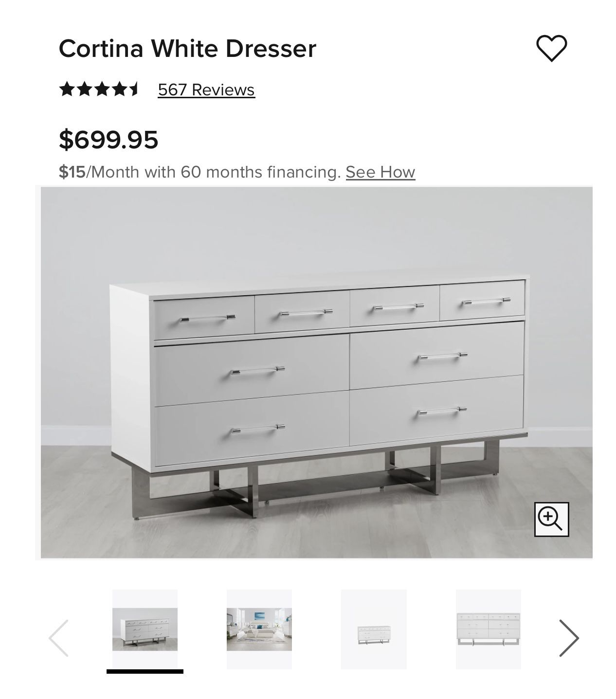Cortina White Dresser 