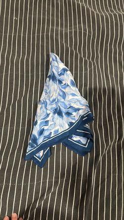 Blue White Silk Scarf Kerchief