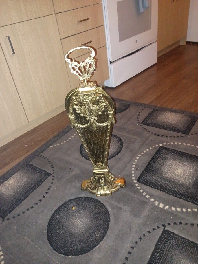 1920s Victorian Style Solid Brass Fireplace Peacock 