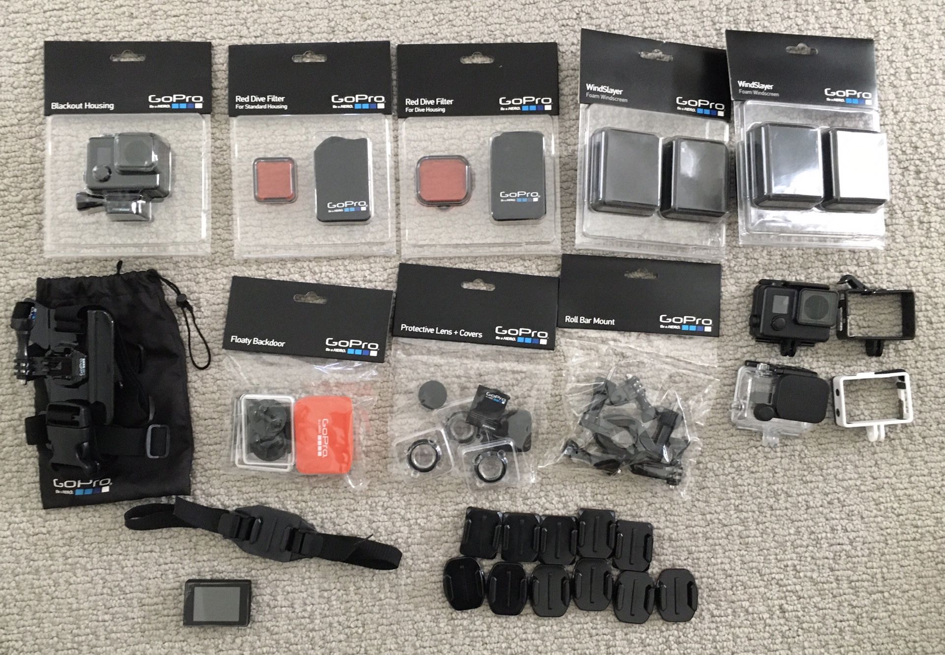 Random assortment of genuine GoPro mounts & accessories