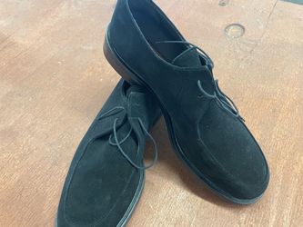 Black Suede Lace-Up Derby Shoes