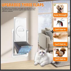 MIAOTONG 3-Flap Cat Door for Wall, Double Magnetic Flaps Dog Door for Wall