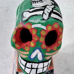 Brand New Super Cute Hand Painted Rustic,  Vintage Style Terracota Clay 💀 