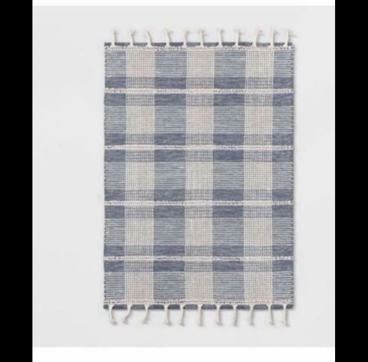 5ft X 7ft Plaid Woven Area Rug Blue Threshold