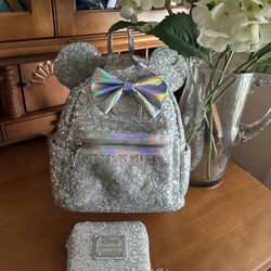 Disney Silver BackPack And Purse 