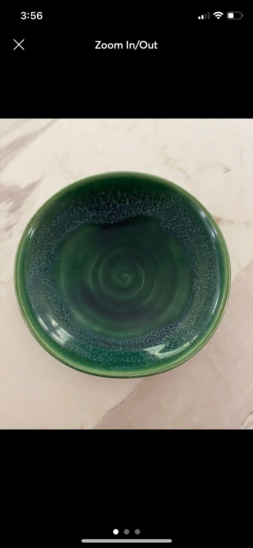 Mid Century Green Pottery Bowl -7.5”