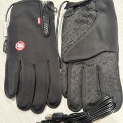 USB Heated Gloves with Constant Temperature Setting, 5 Touchscreen Compatible, Hand Washable, Fabric Polyester, Intelligent Temperature Control, Warm 