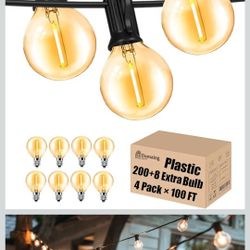Outdoor String Lights 400FT Patio Lights with 208 shatterproof G40 dimmable Globe LED Bulb, Waterproof connectable Outdoor Lighting for Backyard Porch