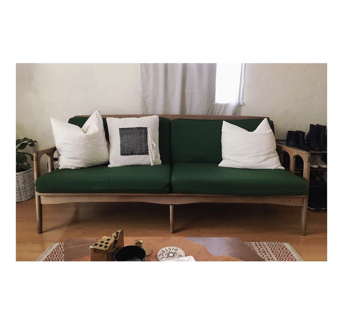 Vintage Mid Century Modern Kelly Green Sofa
