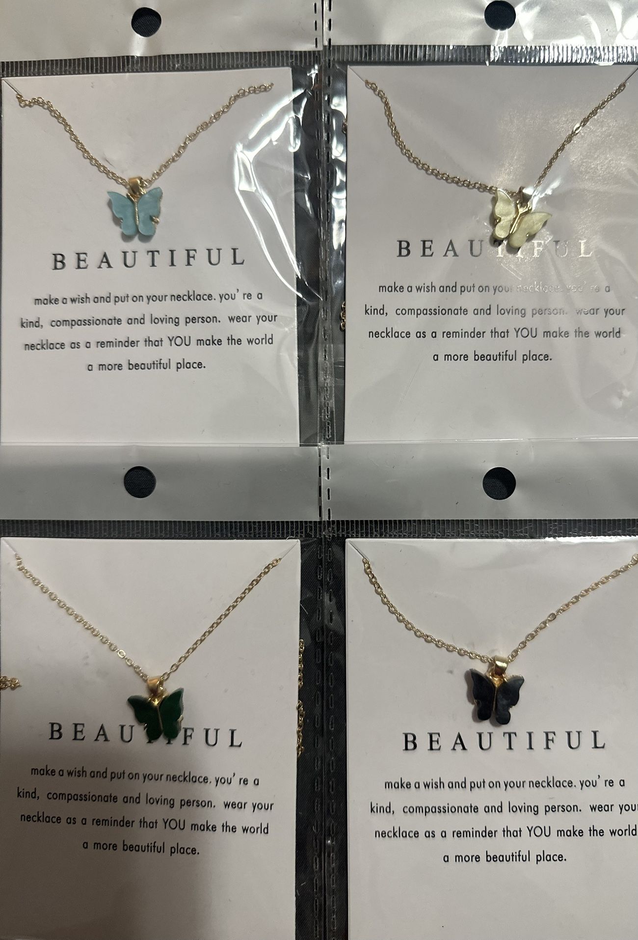 Butterfly necklaces w/messages