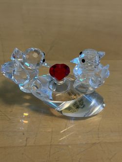 Swarovski Crystal Love Birds with Red Heart