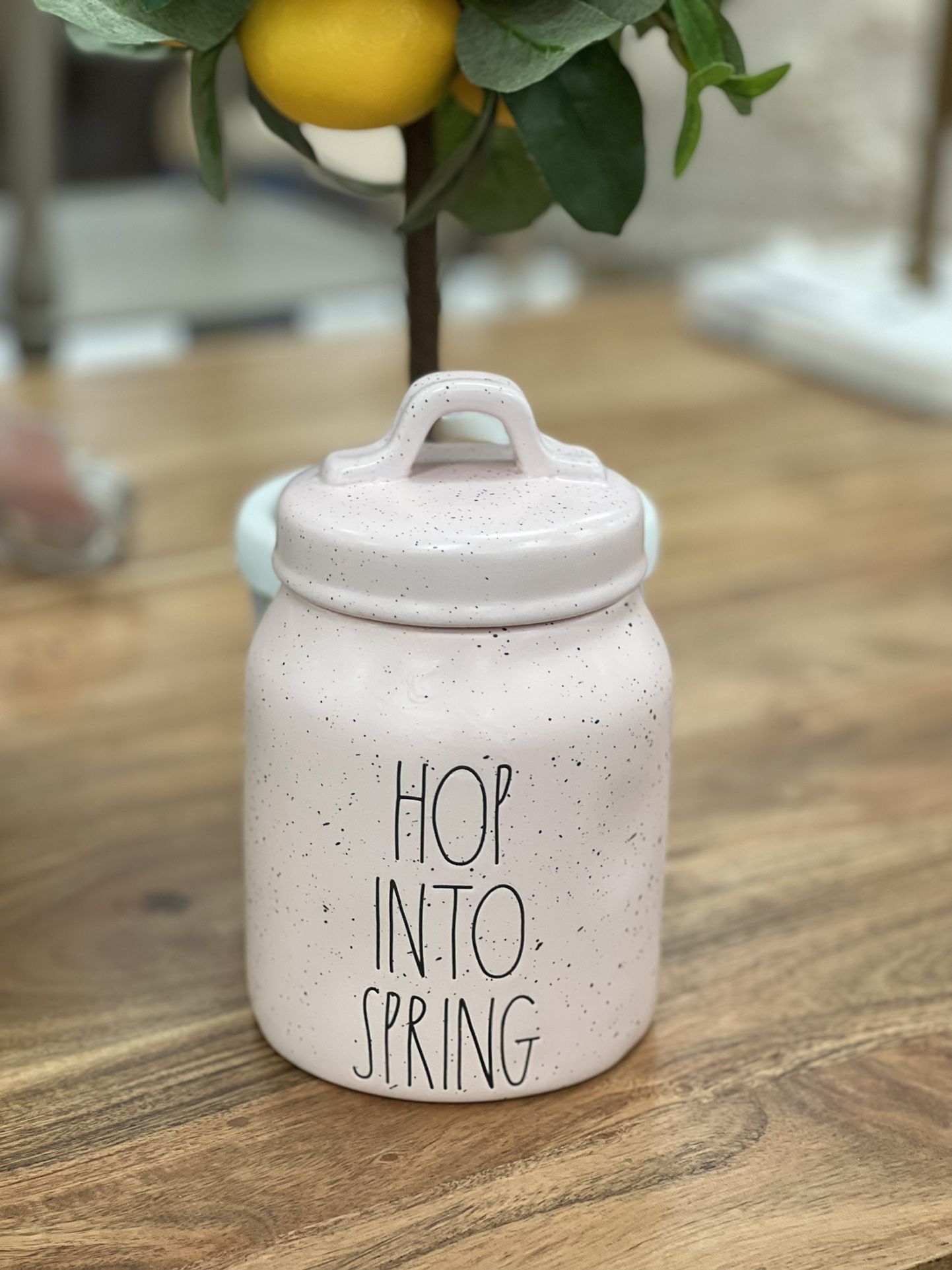rae dunn pink baby size canister