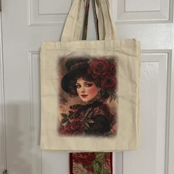 “BEAUTIFUL “ Victorian Lady Canvas Tote Bag  