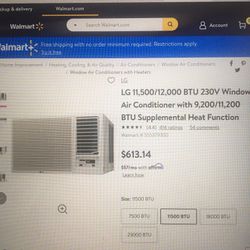 New LG Window A/C  230V 12,000 Btu With Heat Can Be Use The Whole Year