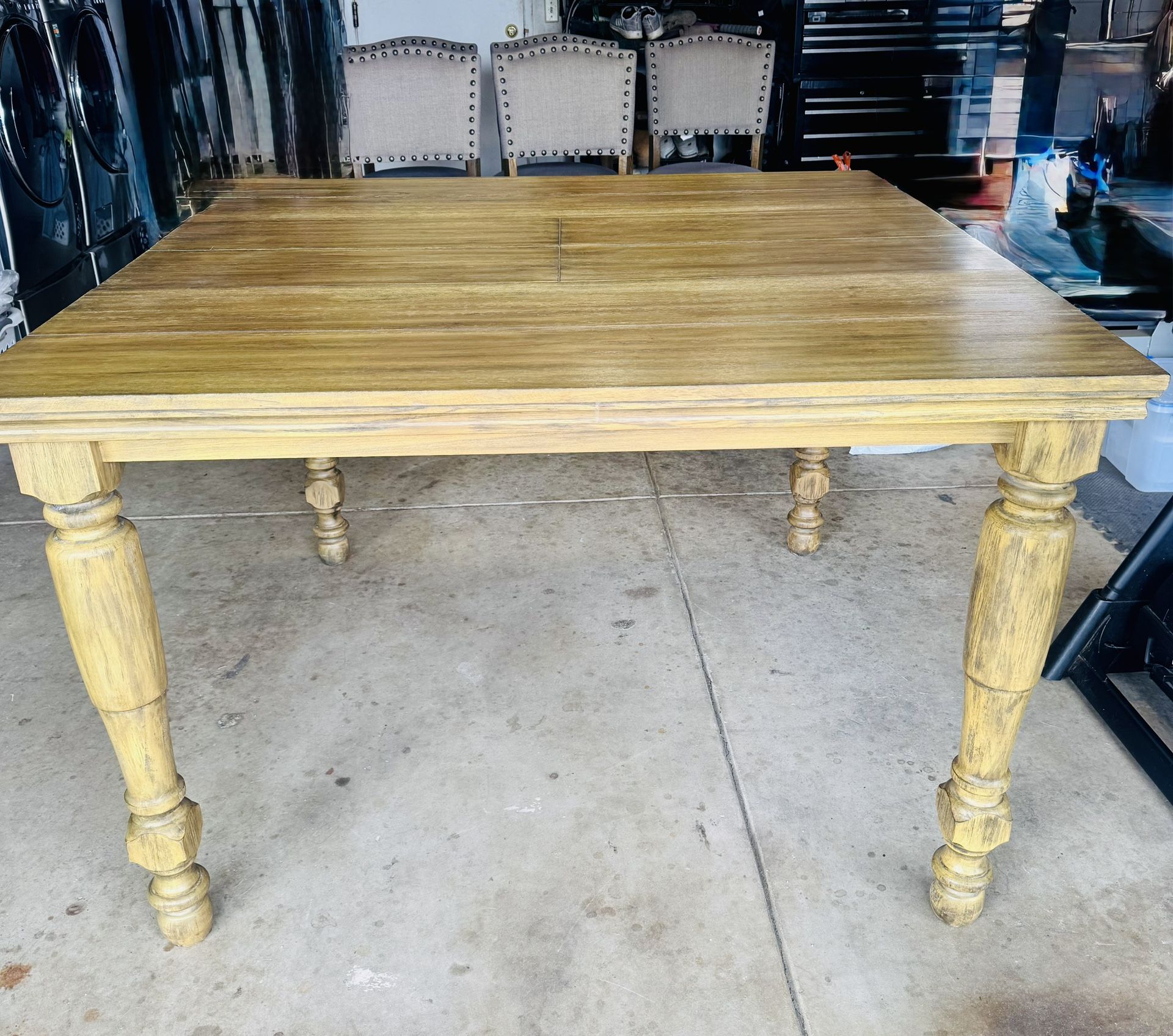 Solid Wood Dining Table With 6 Upholstered Chairs