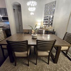 New Solid Wood Dining Table Set (Dining Table And Six Chairs) 