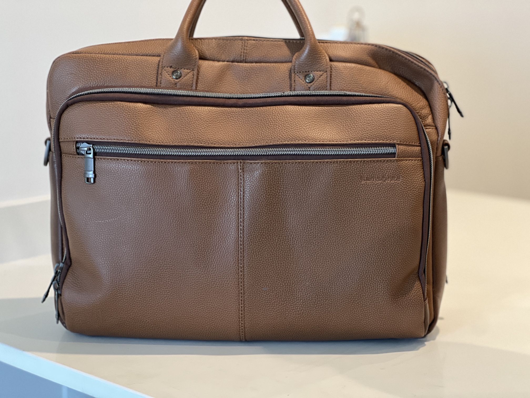 Samsonite Classic Leather Toploader Briefcase, Cognac, One Size