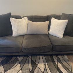 Gray Velvet Down Feather Couch