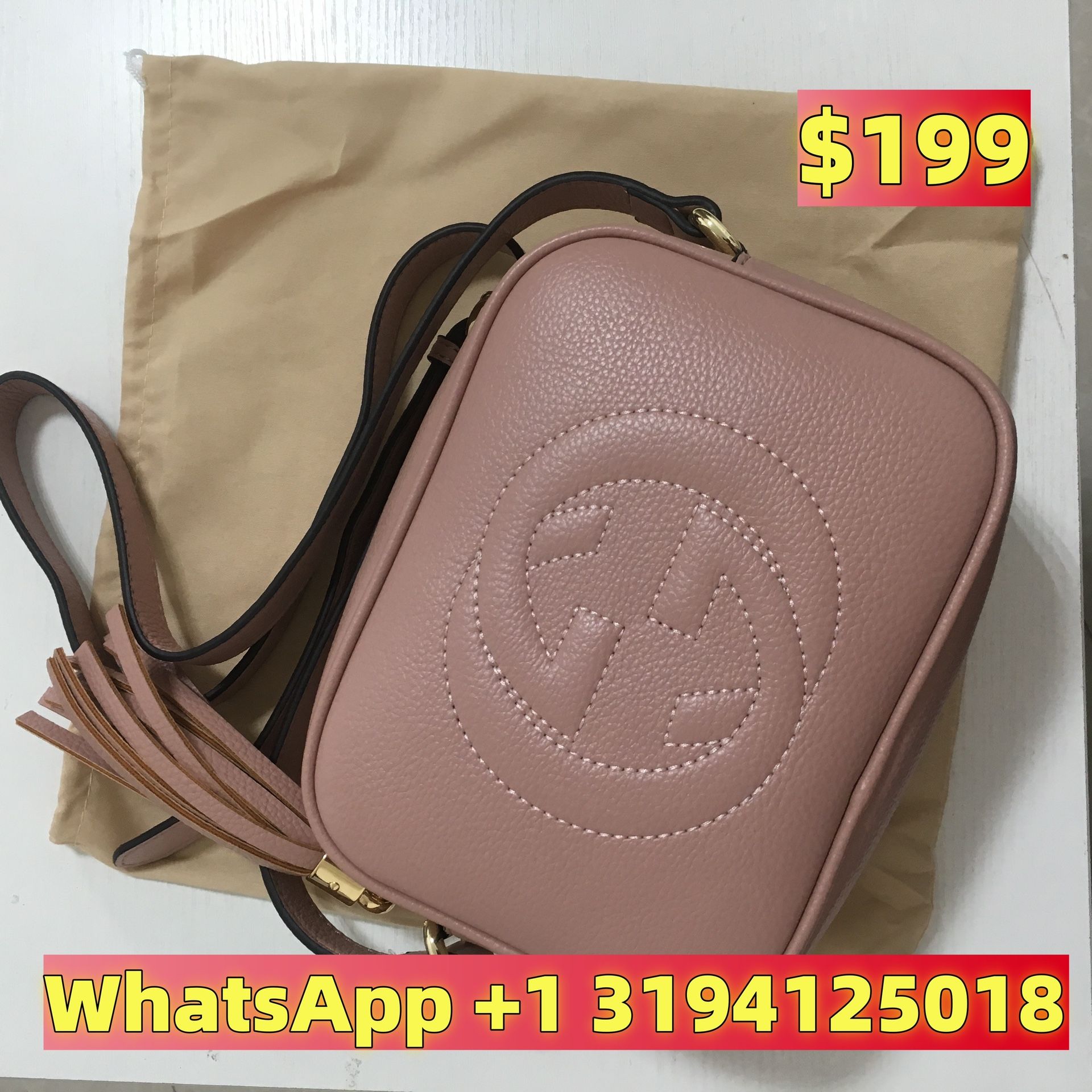 GUCCI Soho Disco Camera GG Embroidered Leather Cross Body Bag