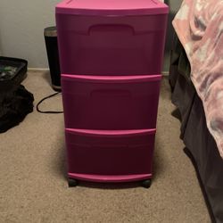 Pink Storage Drawers - 3 Siding Drawers 