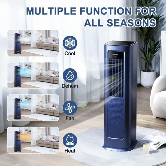 Portable Air Conditioner Cools 1,000 sq. ft. with Dehumidifier, Heater and Remote,