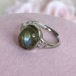 Labradorite Ring (Adjustable) Silver Mixed With Cupronickel 