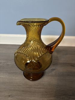 Vintage Amber Glass Pitcher