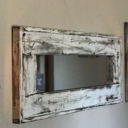 Whitewashed and distressed mirror