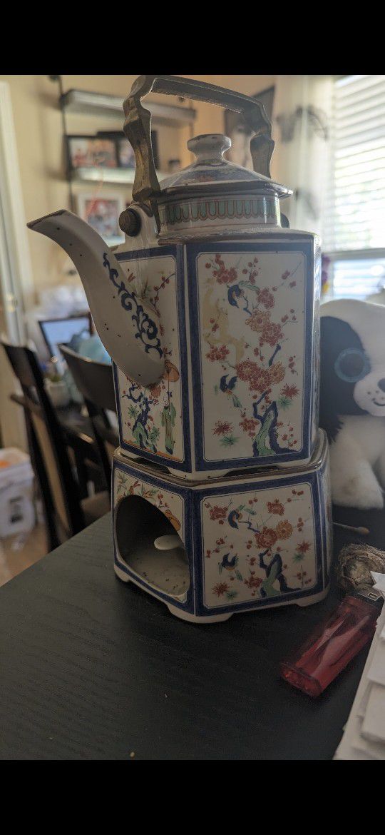 Vintage Toscany Ceramic Teapot, Warmer, Japan
