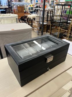 SONGMICS 2 Layer Watch Box 12-Slot Case Organizer w/ Large Glass Lid - Black
