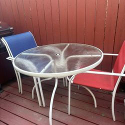 Metal and Glass Outdoor Patio Table