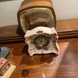 Beautiful Small Porcelain Ansonia Wind Up Mantle Clock