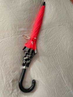 Magenta and Black Stick Umbrella with J-Handle
