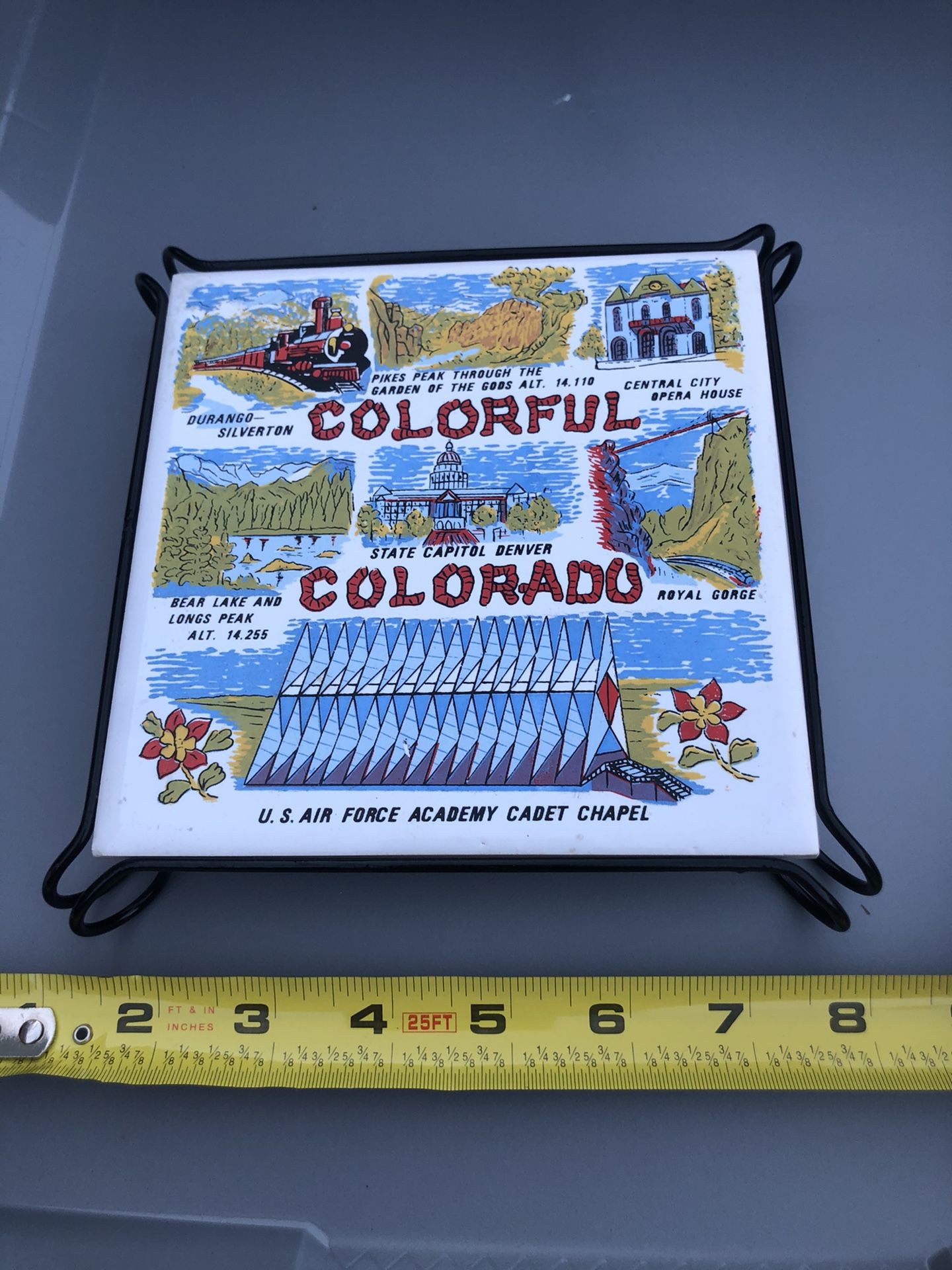 Vintage ceramic trivet, State of Colorado