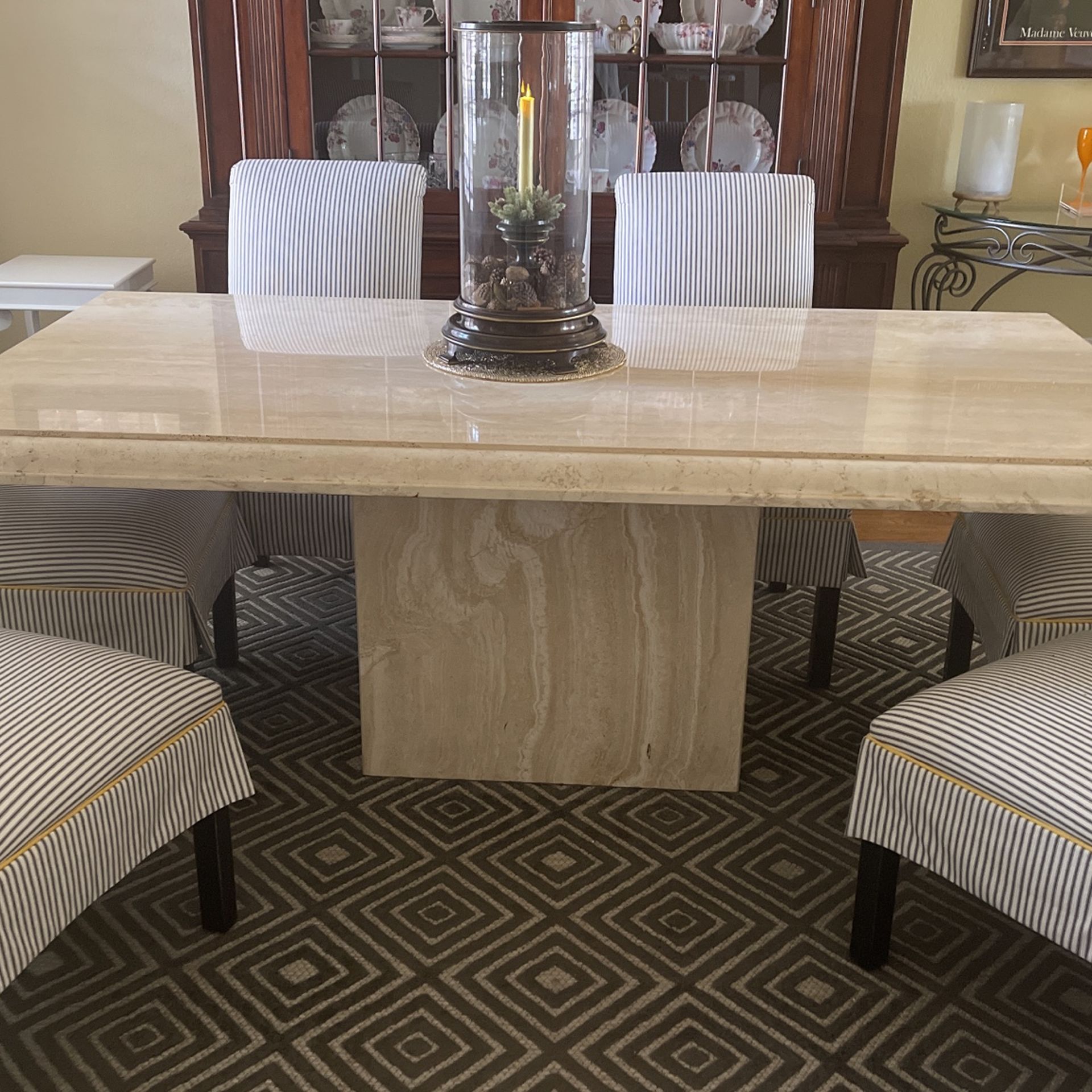 Modern Italian Marble Travertine Peristalsis Dining Table