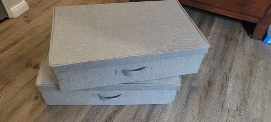 Two Twill Storage Underbed Boxes, Grey