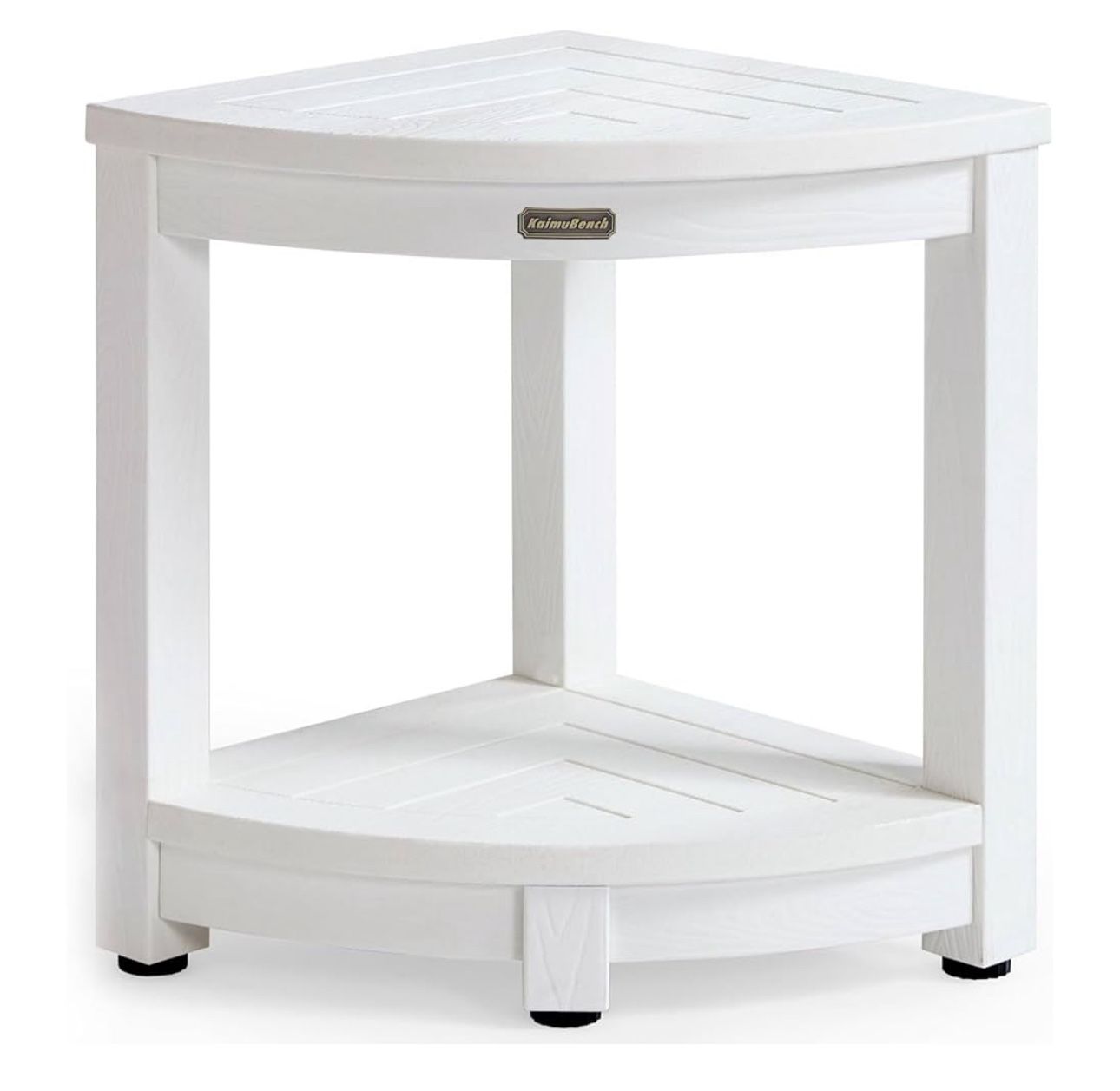 KaimuBench white wooden shower stool