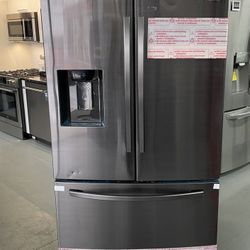 Samsung 27-cu ft French Door Refrigerator with Ice Maker (Fingerprint-Resistant Black Stainless Steel) ENERGY STAR  934K