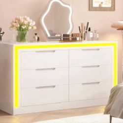 White 6 Dressers modern With LED 