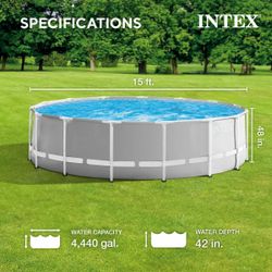 Intex 15ft x 42in Swimming Pool +Metal/Prism/Frame❗️PREMIUM 26723EH