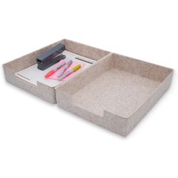  2-piece Stackable Desk Drawer Organizer Trays felt Storage bins