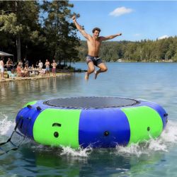 10FT Inflatable Water Trampoline w/ Electric Pump + Ladder – Heavy Duty Lake/Pool – SAVE $80 