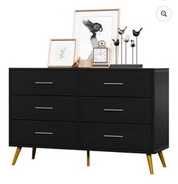 Black 6 Drawer Dresser - BK408