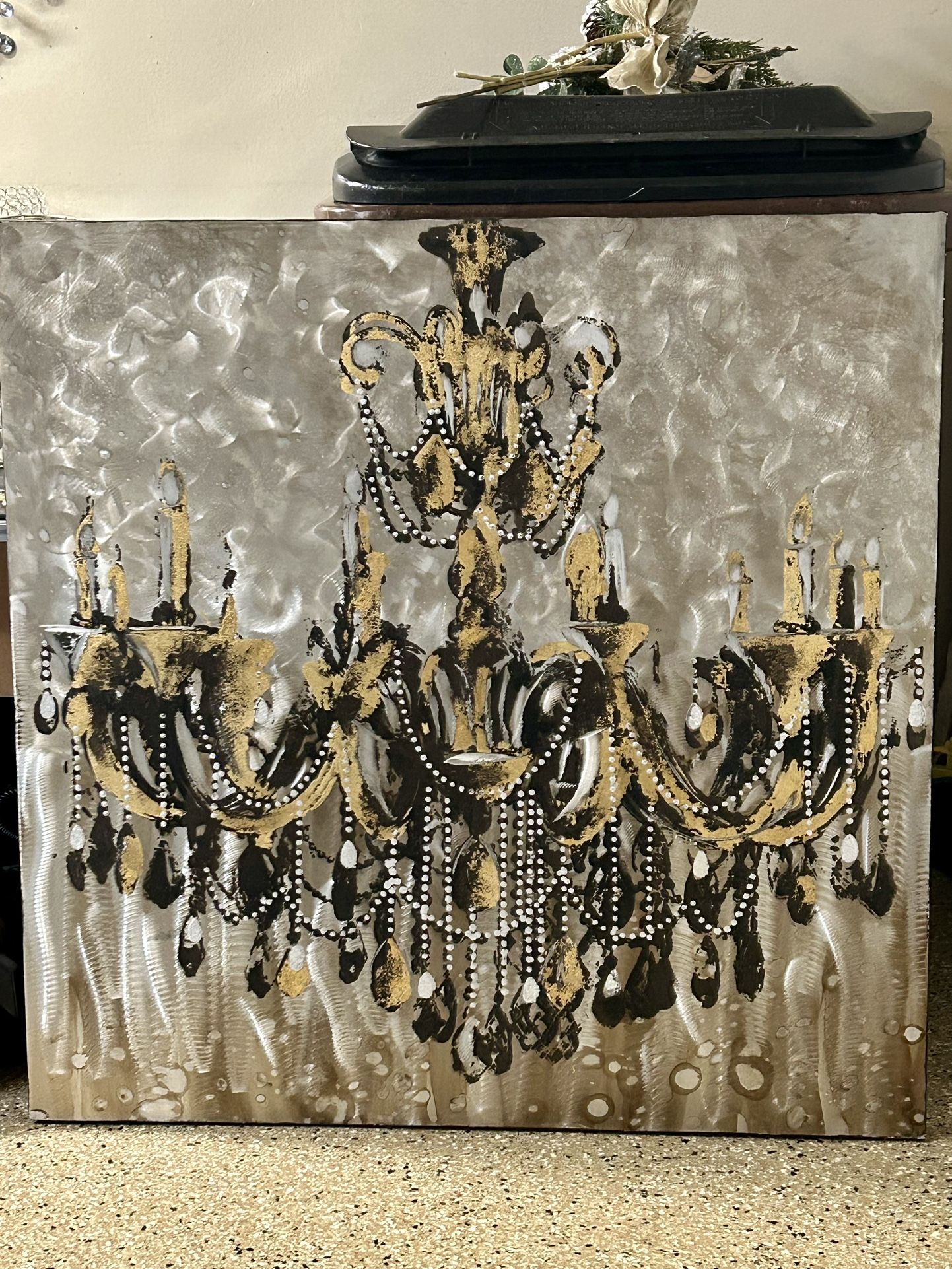 Very Large Foiled Chandelier Wall Decor 40”