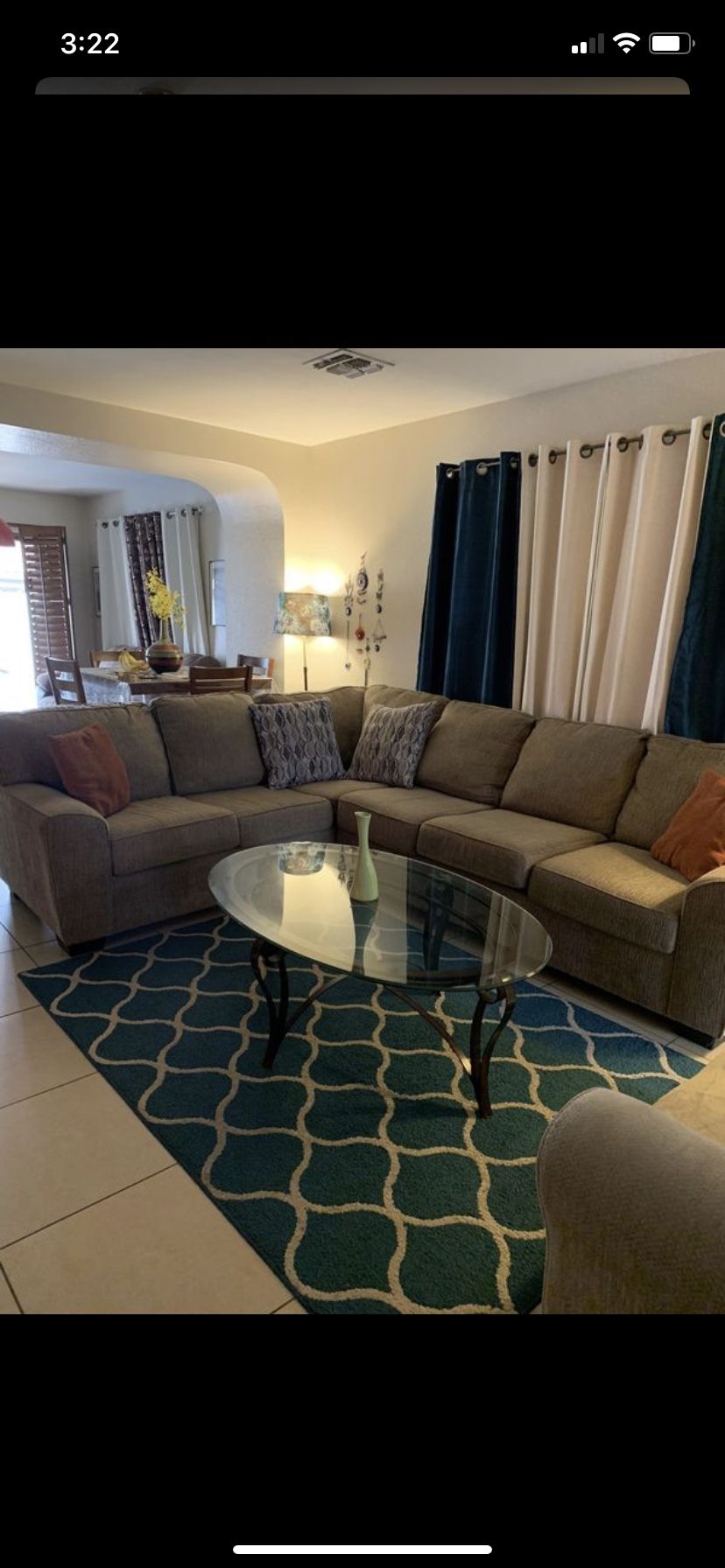 Sectional with coffee table set and sofa chair