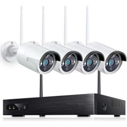 4K Wireless Security Camera System, 3MP 8CH NVR 4Pcs Home WiFi Security Camera Outdoor with Night Vision, Waterproof, Human Detection, One-Way Audio, 