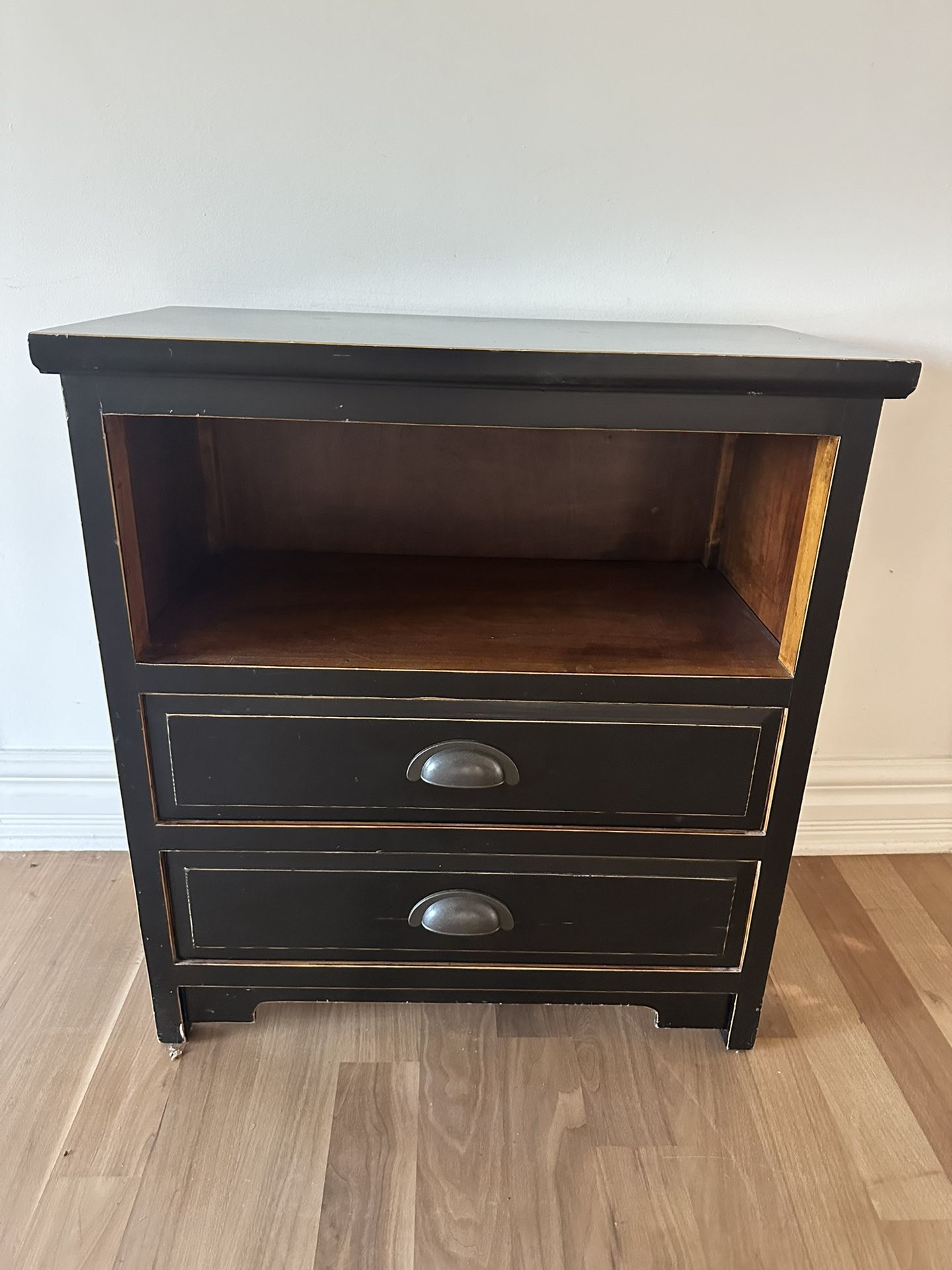 Antique looking wood hutch nightstand side table